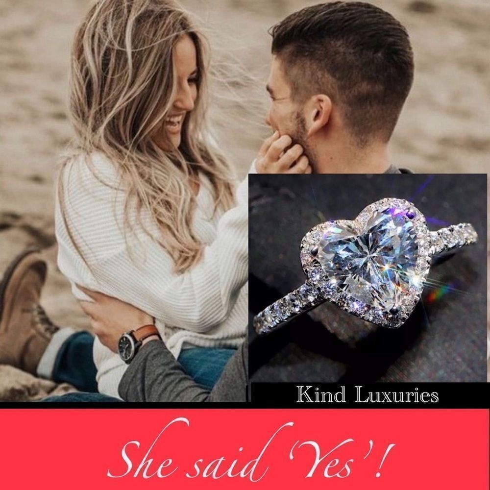 ❤️014❤️. 💍NEW 18K WHITE GOLD DIAMOND 925 SILVER HEART RING